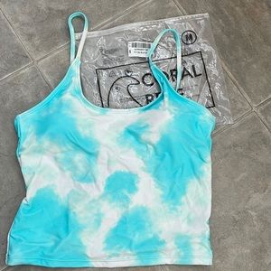 Coral reef centara bikini top. Tie dye neon Aqua